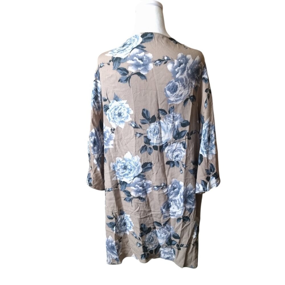 Andree by UNIT Women’s Large Floral Bell Sleeve Kimono Open Front Cardigan Boho - Picture 6 of 8